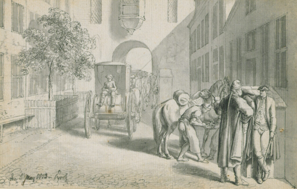 Daniel Chodowiecki, Paar unterm Sternenhimmel, 1758, Tinte auf Papier 12.3 × 7.3 cm